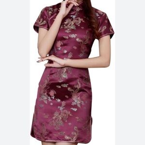 Traditional Cheongsam Dress High Slit Side Chinese New Year Party Cocktail Asian
